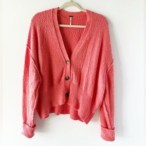 Free People Found My Friend Oversized Cardigan S Small Coral